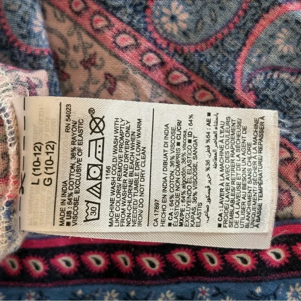 Old Navy Girl Dress Sz L Blue Floral Boho Peasant FairyCore Puff Slv Cottagecore - Picture 4 of 9